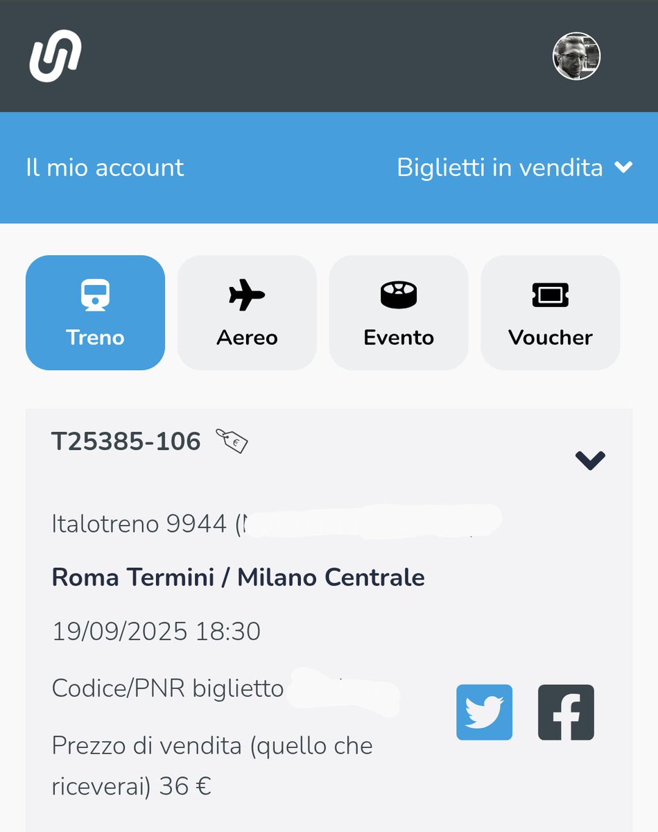 Ho messo in vendita un biglietto treno per Milano Centrale con partenza da Roma Termini per il 19/09/2025 su Trovaunposto – Compralo da qua! trovaunposto.it/trains/searchT… #trovaunposto #ticket