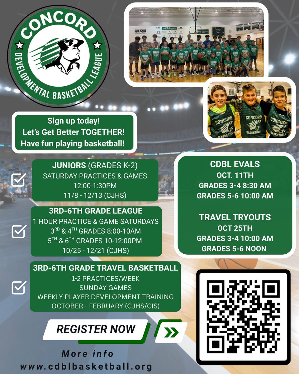 CDBL6's tweet image. 🔥🔥CORRECTIONS MADE🔥🔥
Corrections made to:
Juniors (Grades K-2)
Session times will be 12:00-1:30pm

3rd-6th GRADE LEAGUE
3rd &amp;amp; 4th 8:00-10:00 am
5th &amp;amp; 6th 10:00am-12:00pm

Sorry for any confusion caused by this.