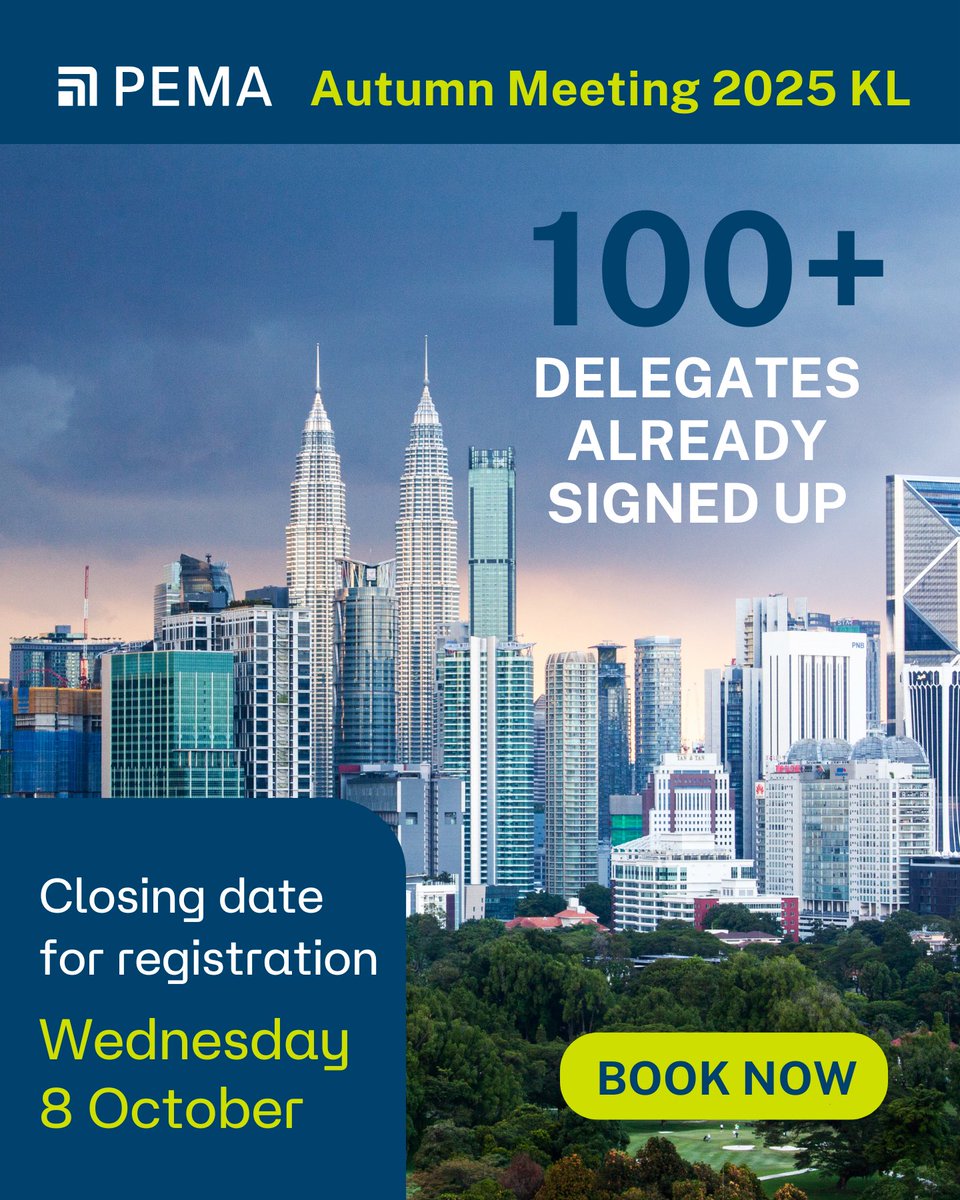 PEMASecretary's tweet image. 🗣️ 𝗠𝗲𝗺𝗯𝗲𝗿𝘀 𝗡𝗼𝘁𝗶𝗰𝗲: 𝗥𝗲𝗴𝗶𝘀𝘁𝗿𝗮𝘁𝗶𝗼𝗻 𝗰𝘂𝘁-𝗼𝗳𝗳 𝗱𝗮𝘁𝗲
Autumn Meeting 2025 registration closes Wednesday 8th October 

📌 Register &amp;amp; book → pema.org/members-area/e…

📍Kuala Lumpur
📅 November 18–19

#PEMA #PEMA2025KL #KualaLumpur #PortEquipment
