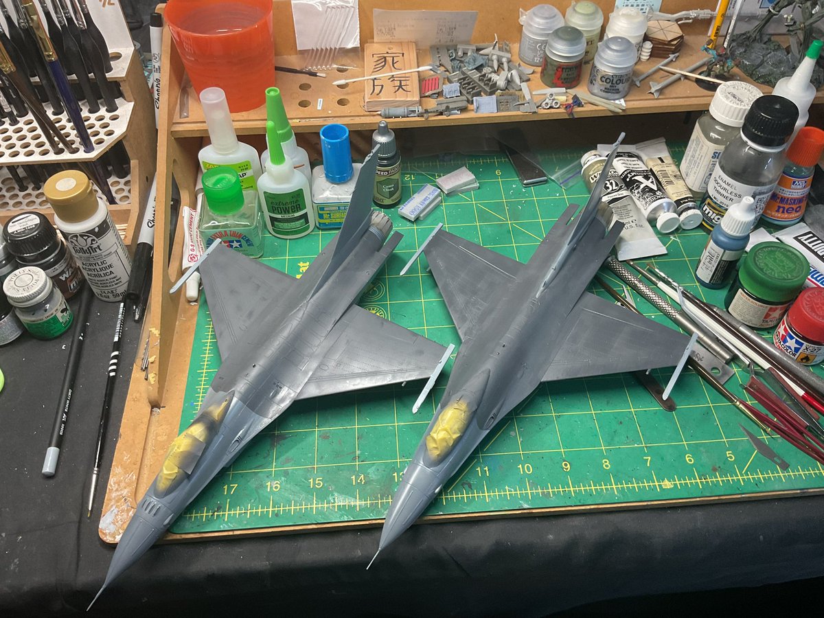 More progress on the pair of 1/48 F-16 kits.