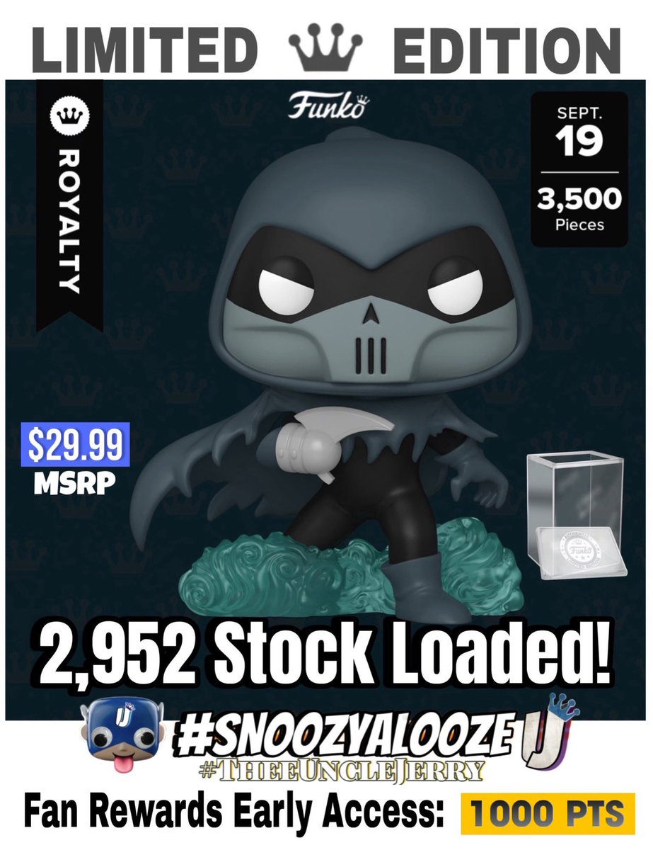 TheeUncleJerry's tweet image. 🗣️ REMINDER.. Drops TODAY!

Funko POP! LE Royalty - Phantasm

⏰ 9am PST/12pm EST

👉 bit.ly/4fYthXi

📌 LIMIT 1 PER HOUSEHOLD.

Current stock is shown below.

#Funko #DCComics #batmantheanimatedseries #Royalty #ad #SNOOZYALOOZE #TheeUncleJerry