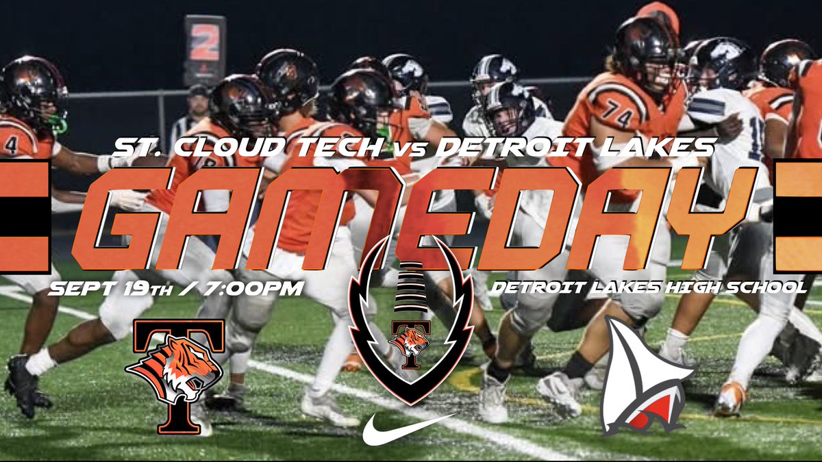 techtigerfb's tweet image. 🏈🏈GAMEDAY🏈🏈

Tech vs Detroit Lakes

Detroit Lakes High School

7:00 PM Kick-Off

Tickets: gofan.co/app/school/MN1…

Livestream: youtube.com/user/lakestv3

Program: drive.google.com/file/d/1VVYngx…

Go Tigers! #efforthabit #tradition @ISD742 @tech_activities