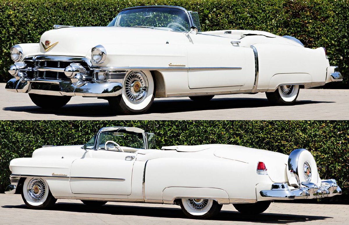 UltimativCars's tweet image. #PebbleBeach2025

The '53 #Cadillac #SixtyTwo #Eldorado #Special (532 units w/ 230 white or 302 black #softtop),
was never officially available in full white #leather.

But this early "showcar" [n°4/532] in #Alpine-#White* (95 w. top/259) DOES; est. @$225-275k, sold w/oR @184.8k.