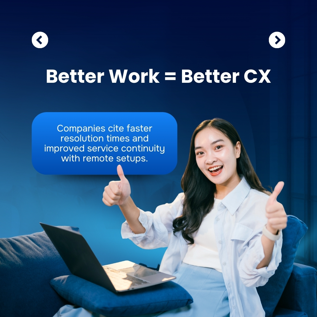 ClearSourceBPO's tweet photo. How Remote Work Is Revolutionizing Outsourcing:
✔️Better business continuity
✔️Enhanced productivity
✔️Access to global experts. 

Learn more: https://t.co/bcHriW6hS3

#RemoteWork #CallCenterRecruitment #BPOPartner #CallCenterOptimization https://t.co/jVJunDtJoz