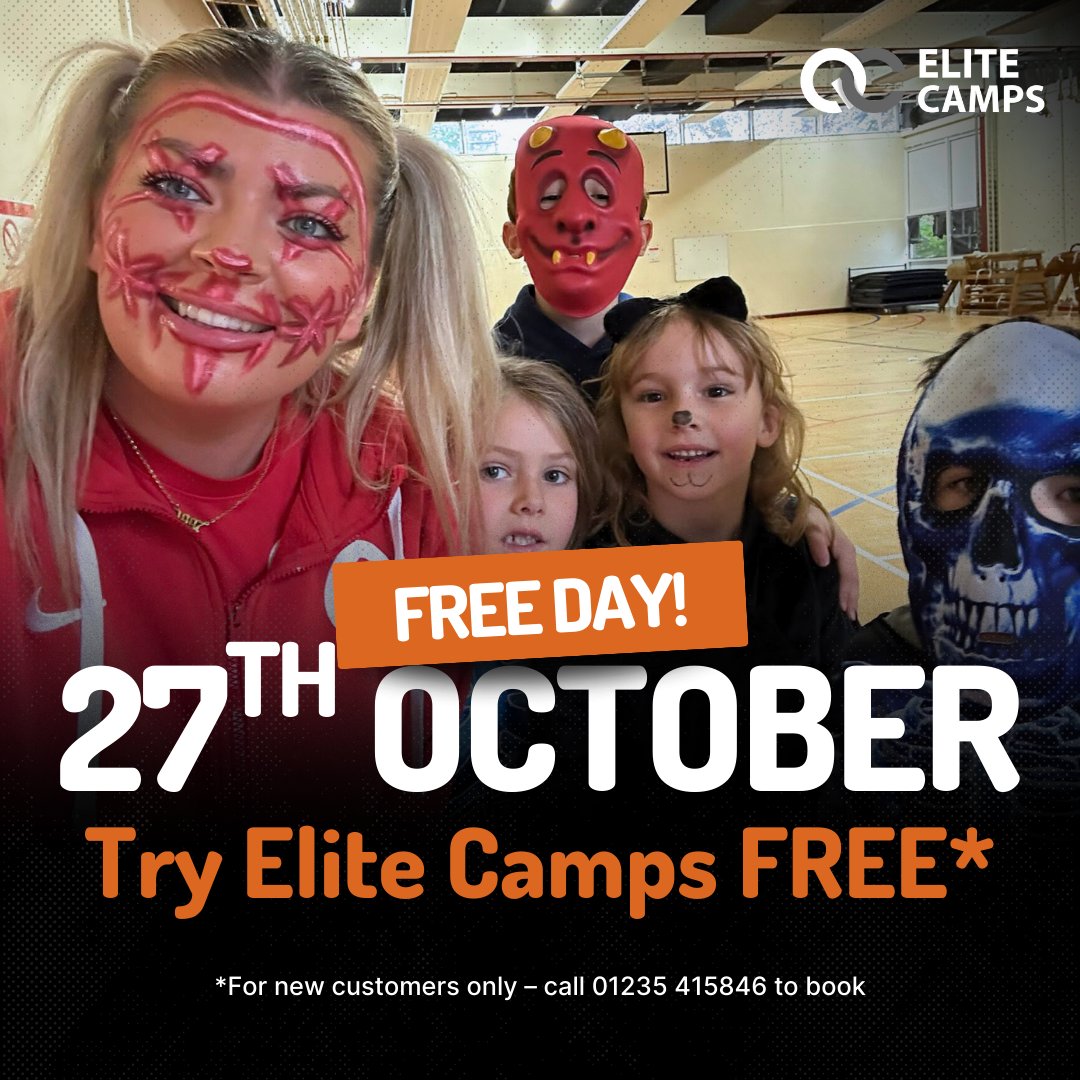 🎉 FREE TASTER DAY 🎉
Ever wondered what Elite Camps is like? On Mon 27th Oct we’re offering a one-day-only FREE camp for new customers!
📞 Call 01235 415846 or email info@eliteyouthsports.co.uk to book.
⚡ Limited spaces – don’t miss out!