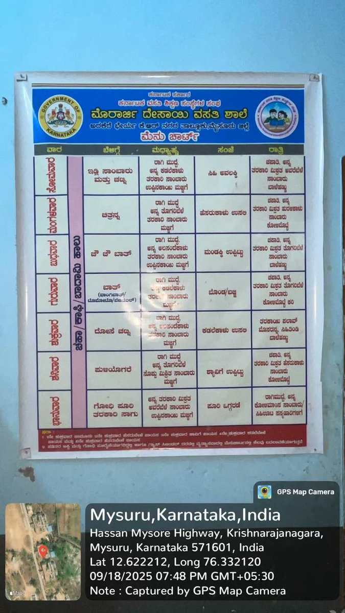 Dinner  #SocialAudit_SWDMeals #SocialWelfare_Karnataka