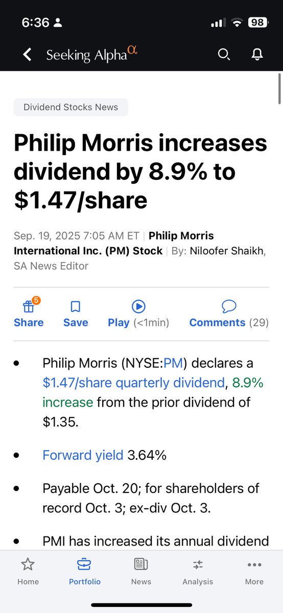 michaeldukeid's tweet image. I was expecting 5%. This big increase shows that management is confident the smoke free era is here to stay. $PM