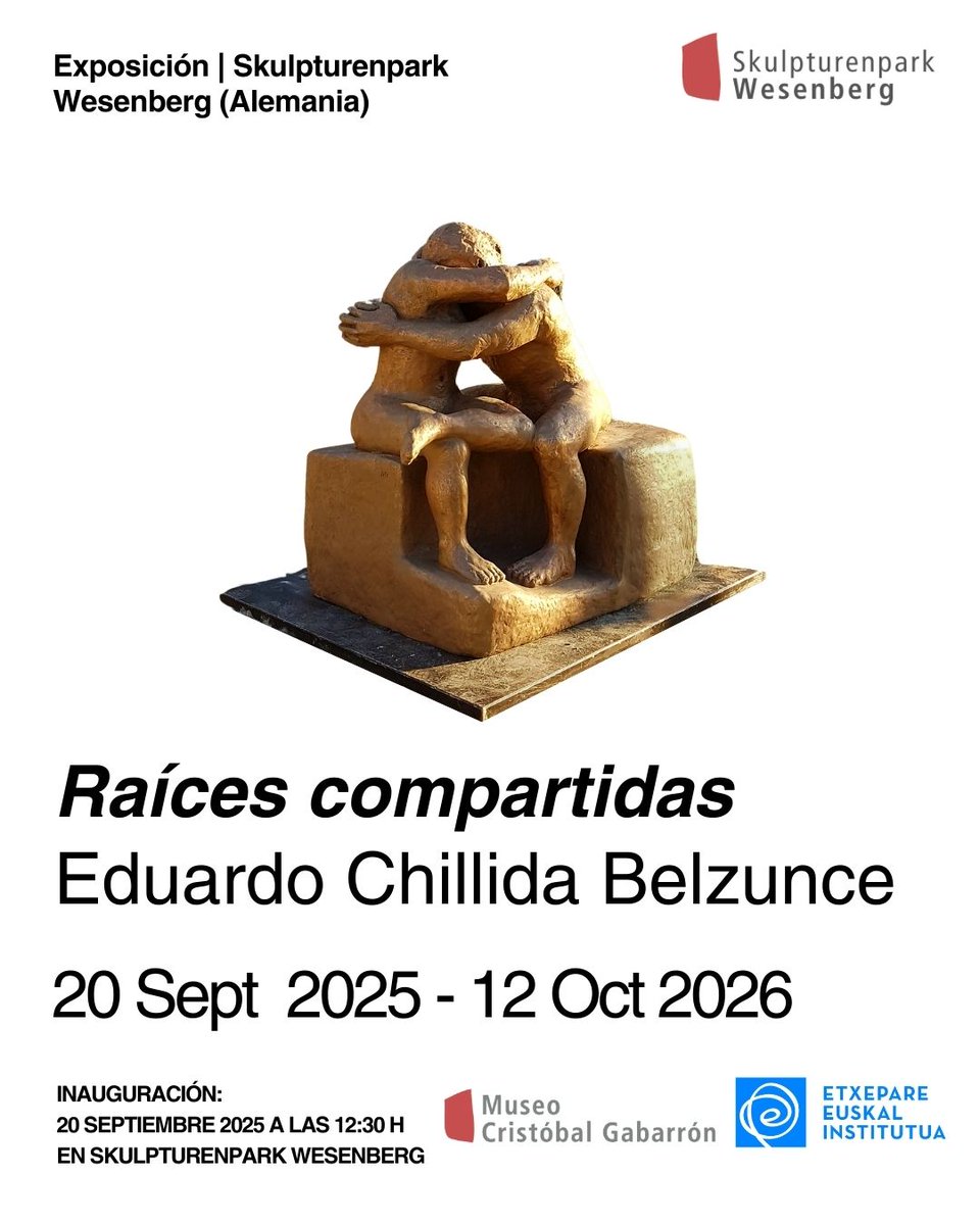 Raíces compartidas de Eduardo Chillida Belzunce se inaugura mañana, sáb 20 sept a las 12h en el Skulpturenpark Wesenberg (Alemania). La exposición reúne 6 esculturas de bronce (2015-2016), integradas en la naturaleza hasta 2026.

🔗 Más info en nuestra web

#ChillidaBelzunce