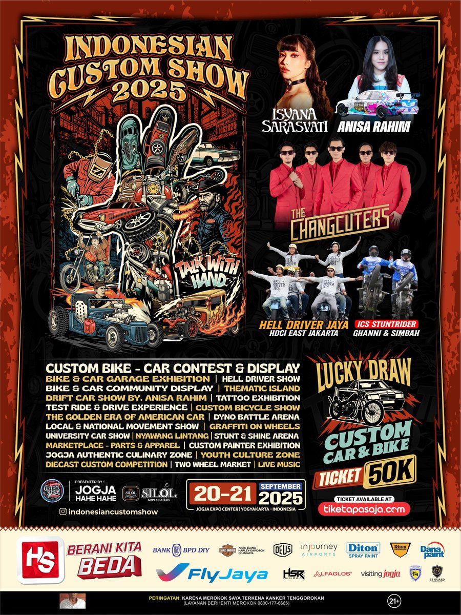 infojogja's tweet photo. 🔥Sudah siap untuk Indonesian Custom Show 2025?!⚡️

Lebih liar, lebih seru, lebih meledak!🔥
📅 20-21 Sep 2025
📍 Jogja Expo Center

Get your tiket now at https://t.co/Dh9kiy4YCe

See you at Indonesian Custom Show 2025⚡️

#ICS2025 #IndonesianCustomShow2025 #TalkwithHand https://t.co/y4sP15Ejlw
