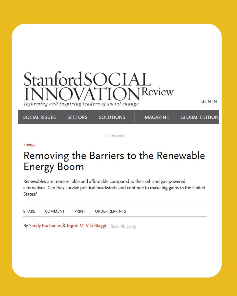 ☀️Ante los retos energéticos que enfrentamos, las energías renovables son la solución más costo-efectiva y rápida, con beneficios al medioambiente, residentes y negocios. ¿Cómo podemos eliminar las barreras políticas que amenazan su expansión?

ssir.org/articles/entry…