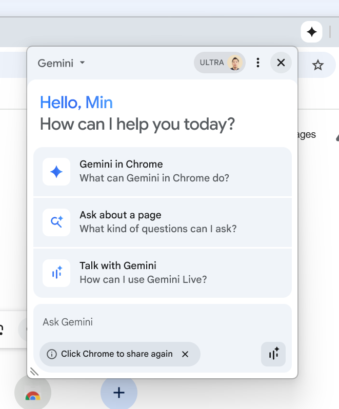Chrome is now an AI browser.

Gemini in Chrome just dropped.

Now you can have AI read your tab, help on page, or even finish tasks.

Alt + G to summon or click the icon.

7 wild features.  Bookmark this.