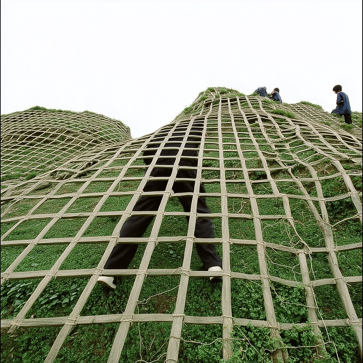 The answer to oblique mobility: nets, walking under the mesh. #AIart️ #generativeAI #digitalart