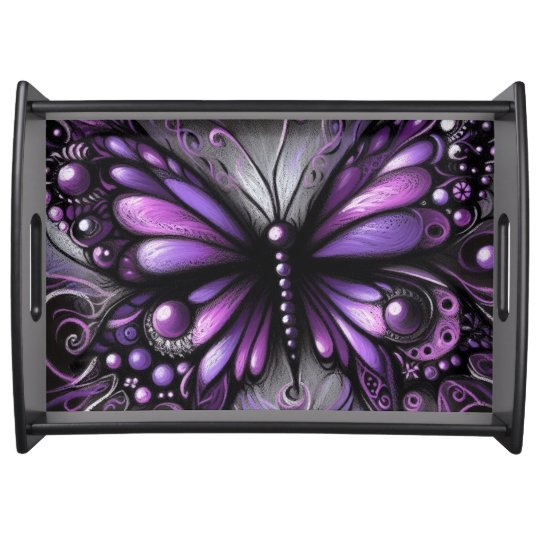 Whimsical Gothic Butterfly Purple Black Serving Tray zazzle.com/whimsical_goth… via <a href="/zazzle/">Zazzle Inc.</a>