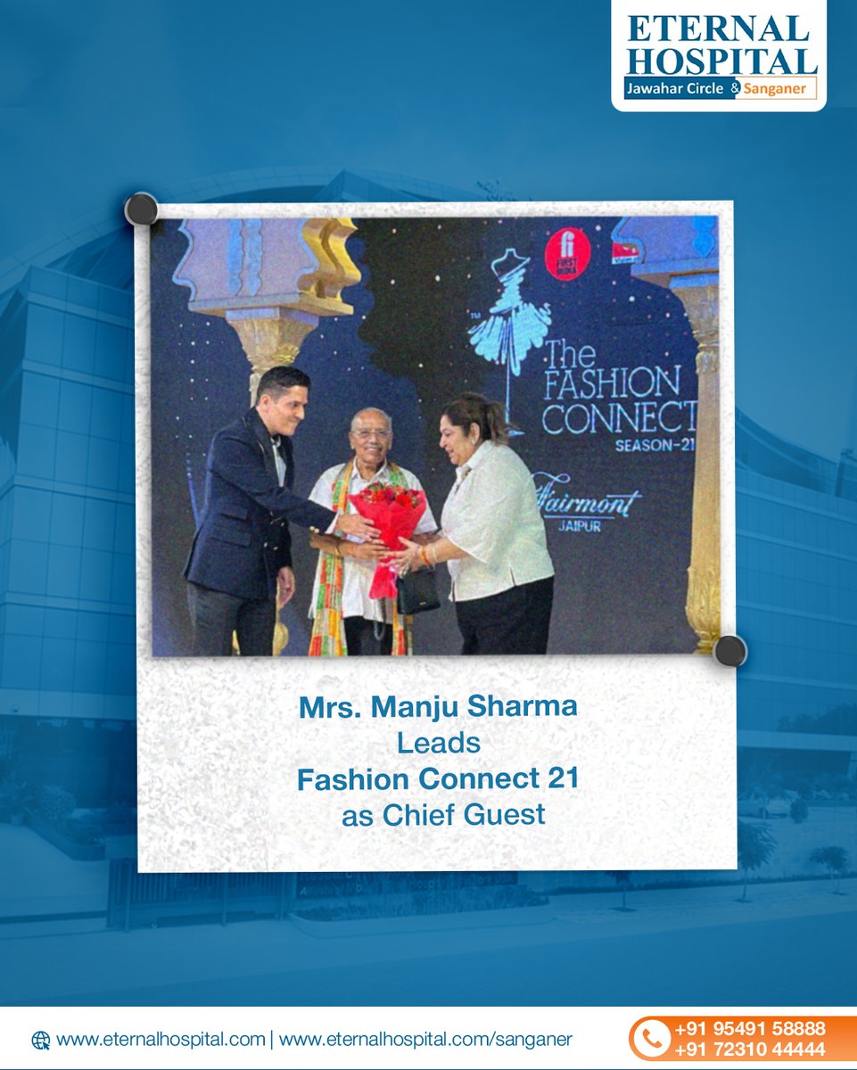 eternalheart_j's tweet image. &quot;Elegance met style at The Fashion Connect Season 21, where Mrs. Manju Sharma, MD &amp;amp; Co-Chairperson of Eternal Hospital, graced the evening as Chief Guest. A night of couture, culture &amp;amp; creativity at Hotel Fairmont. 

#TheFashionConnect21 #EternalHospital #StyleAndSubstance