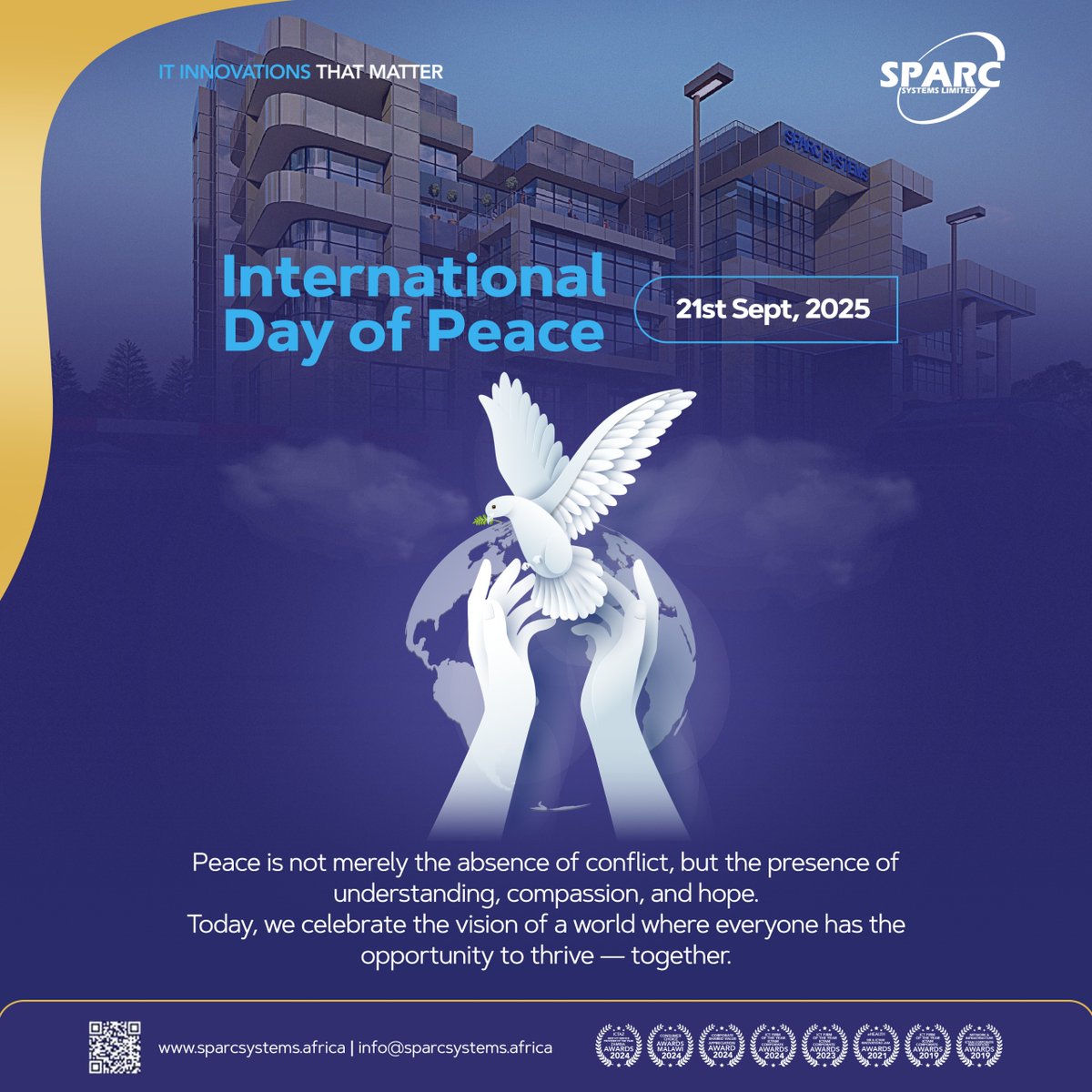 sparcsys's tweet photo. Happy International Day of Peace! โจ
In a world full of noise, may we always choose to listen for peace, act for peace, and strive for peace.
#SparcSystemsLimited
#ITCompanyAfrica
#SPARCAfrica
#GreatnessRedefined https://t.co/QoUHArydGc