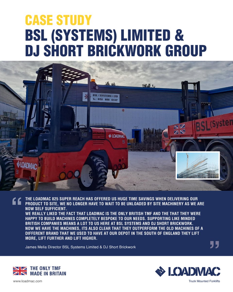 Let's end the week with a case study - check it out! ⬇️

Thank you to BSL Systems for their continued support of Loadmac and our machines. 

Loadmac is proud to be the only truck-mounted forklift built in Britain. 

#BuiltInBritain #TMF #CaseStudy #Scaffolding #MaterialHandling