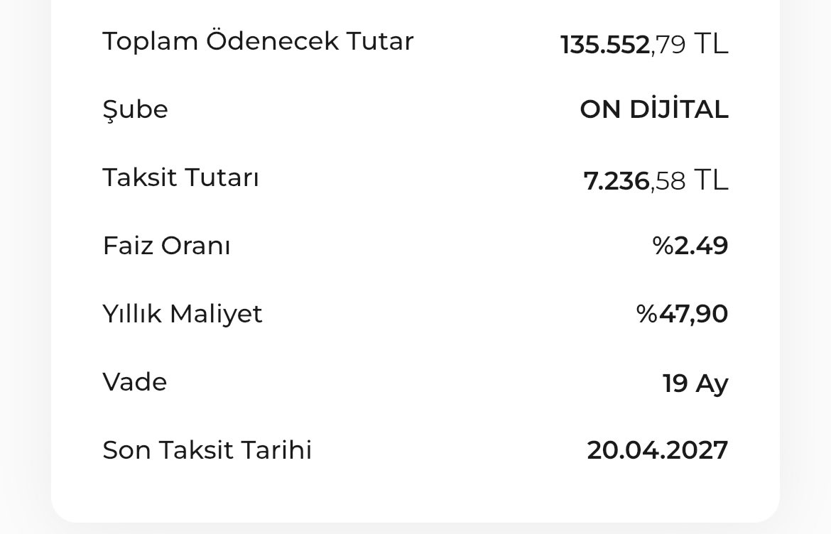 YENİ MÜŞTERİ OLMANIZA GEREK YOK

ON Dijital Bankasından 100.000 TL %2.49 Faizli 19 Ay vadeli kredi kampanyası  

Kredi Tutarı : 100.000 TL 

Faiz Oranı : %2.49

Kredi Vadesi : 19 AY

Aylık Taksit : 7.236,58 TL

Toplam Geri Ödeme : 135.552,79 TL

Başvurdunuz  mu ?
Kişiye özel olup