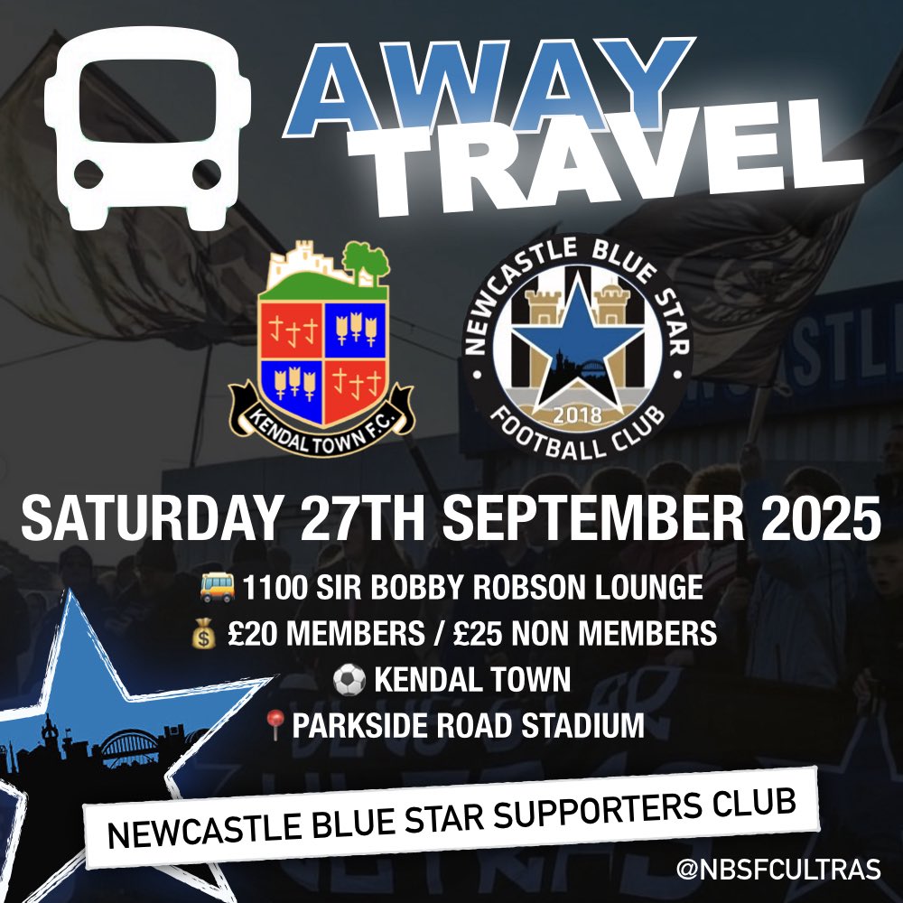 🚌 Who fancies Kendal away… the longest trip of the season? To book your space and for more information please drop us a message! 

#NBSFC // 🔵⭐️