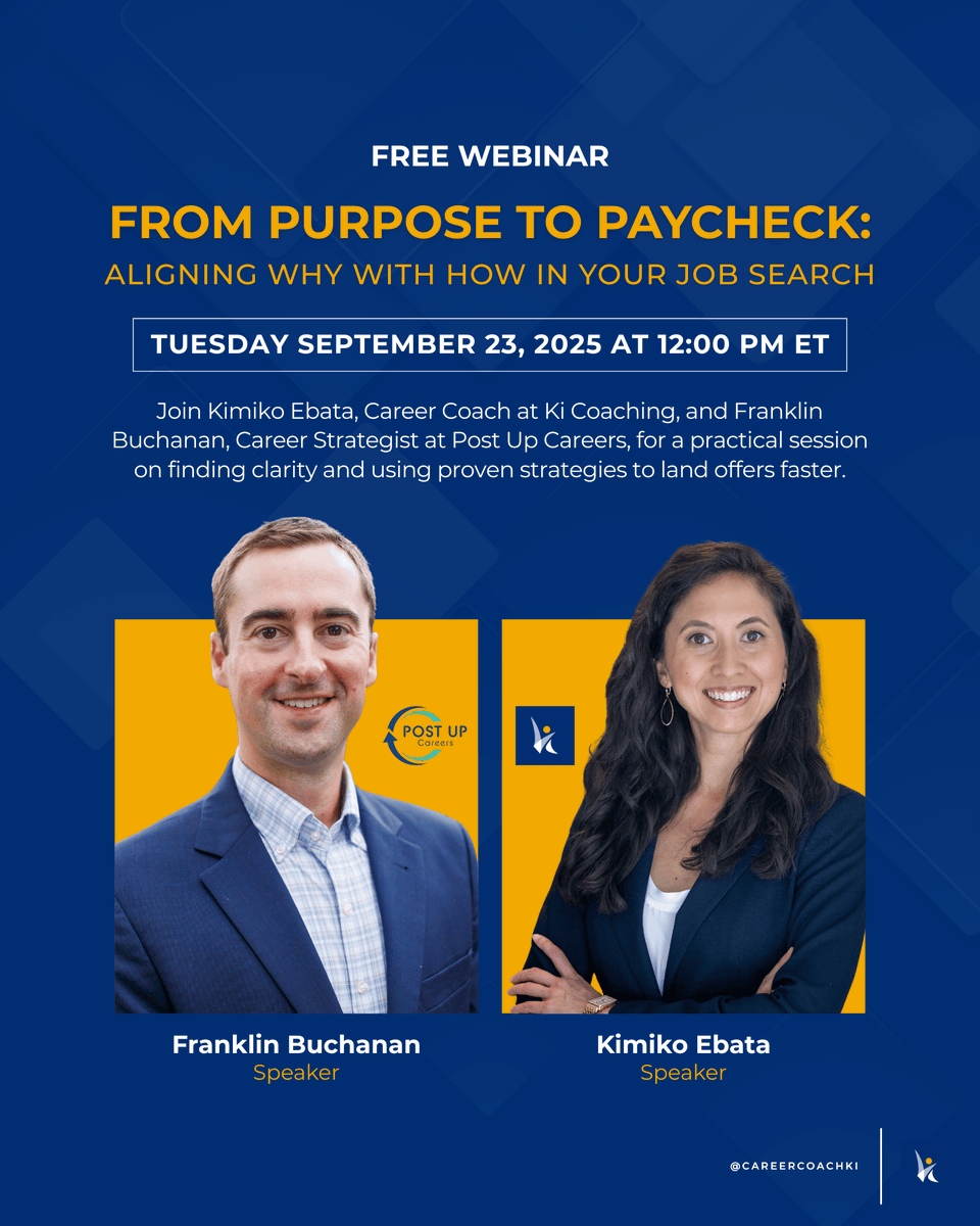 A job search in 2025 is a brutal thing to have to go through, especially if you're doing it alone.

If you feel like you're wandering with 0 purpose as you apply, this free webinar is for you.

ki-coaching.com/from-purpose-t…