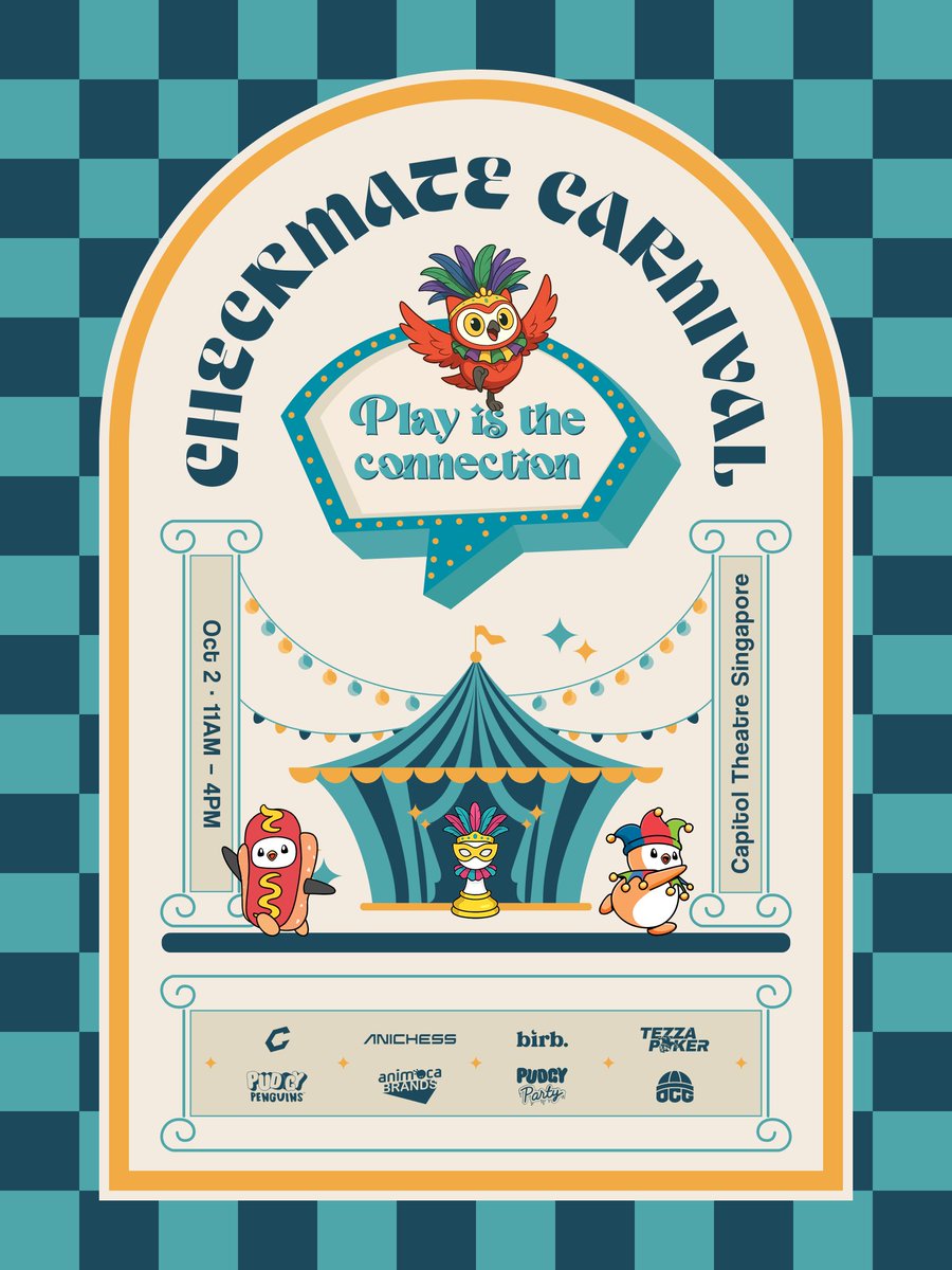 Token2049 is about who you meet.

Checkmate Carnival with Birb is about who you play with.

Oct 2 · 11–4 · Capitol Theatre Singapore

Register now 👇
