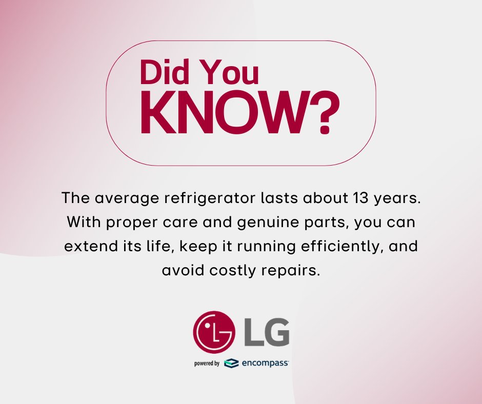 LGParts1's tweet image. Keep your refrigerator performing at its best. Genuine LG parts help extend appliance lifespan and ensure reliable performance.

#LGParts #ApplianceCare #FridgeTips #HomeEfficiency #GenuineParts