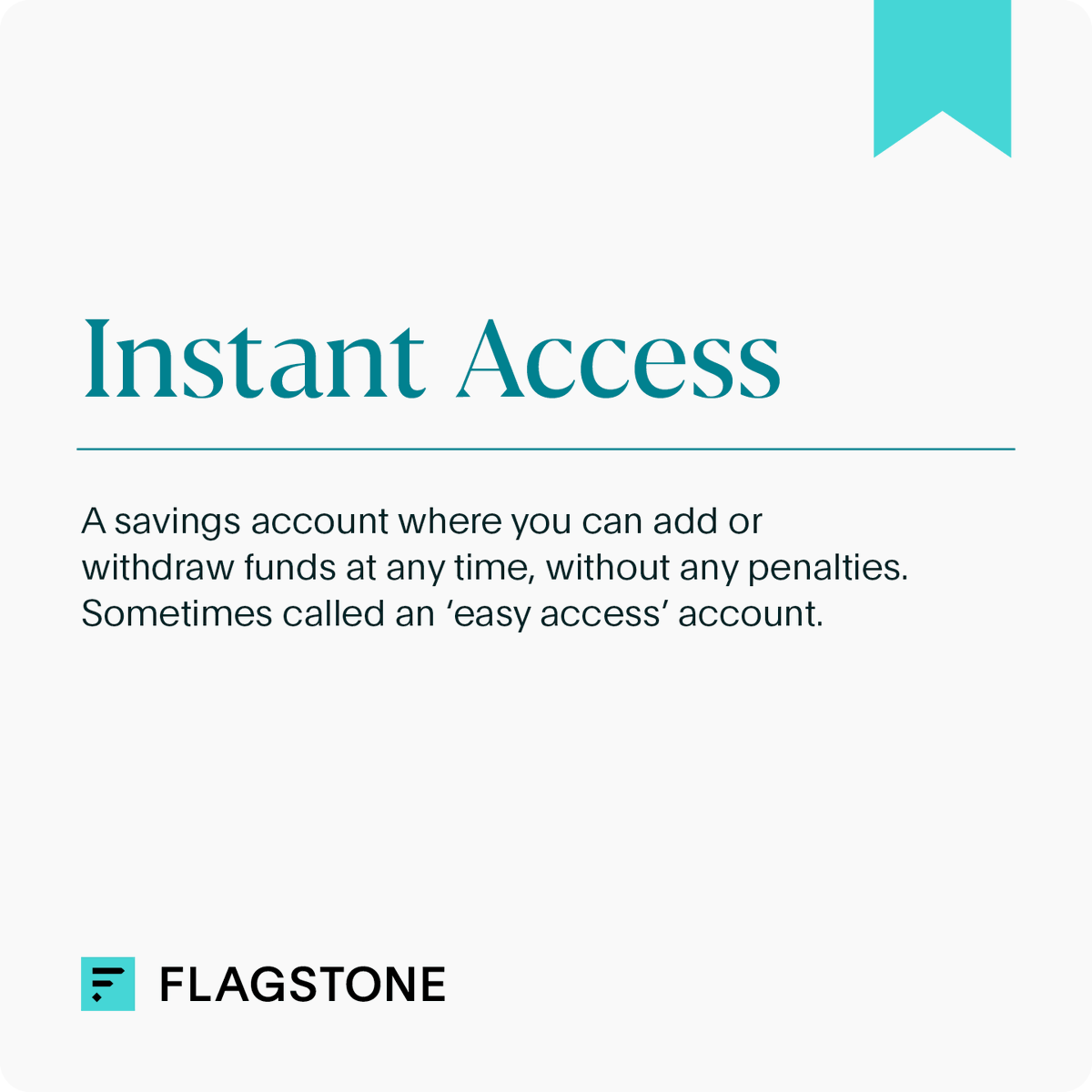 FlagstoneGroup's tweet image. Some savings goals need flexibility.

This #FinancialTermFriday, we’re looking at an account that gives you the freedom to access your cash whenever you need it – without penalties.

Explore more terms in our savings glossary: bit.ly/46v1VEb

#InstantAccess #EasyAccess