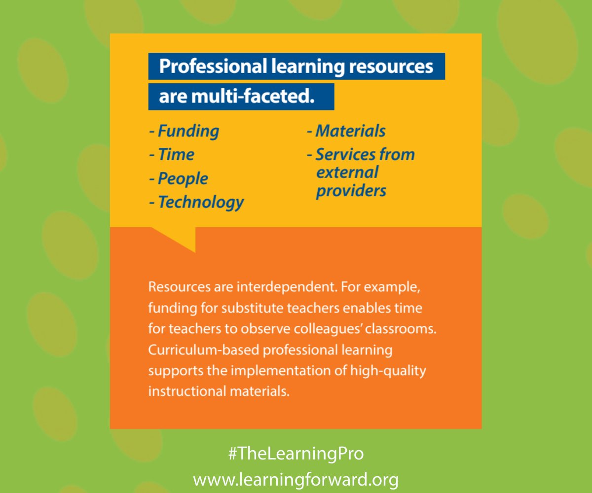 LearningForward's tweet image. Resources matter for professional learning, and not just financial ones. #TheLearningPro learningforward.org/journal/maximi…