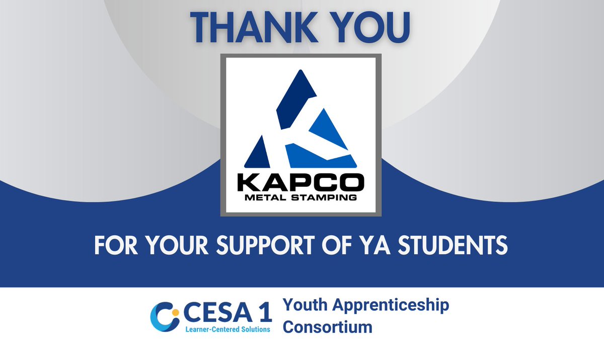 🙌 A heartfelt thank you to <a href="/kapcometal/">Kapco Metal Stamping</a> ! Your unwavering support for our Youth Apprenticeship program empowers students and strengthens our community! 🌟 #YouthApprenticeship #CommunitySupport