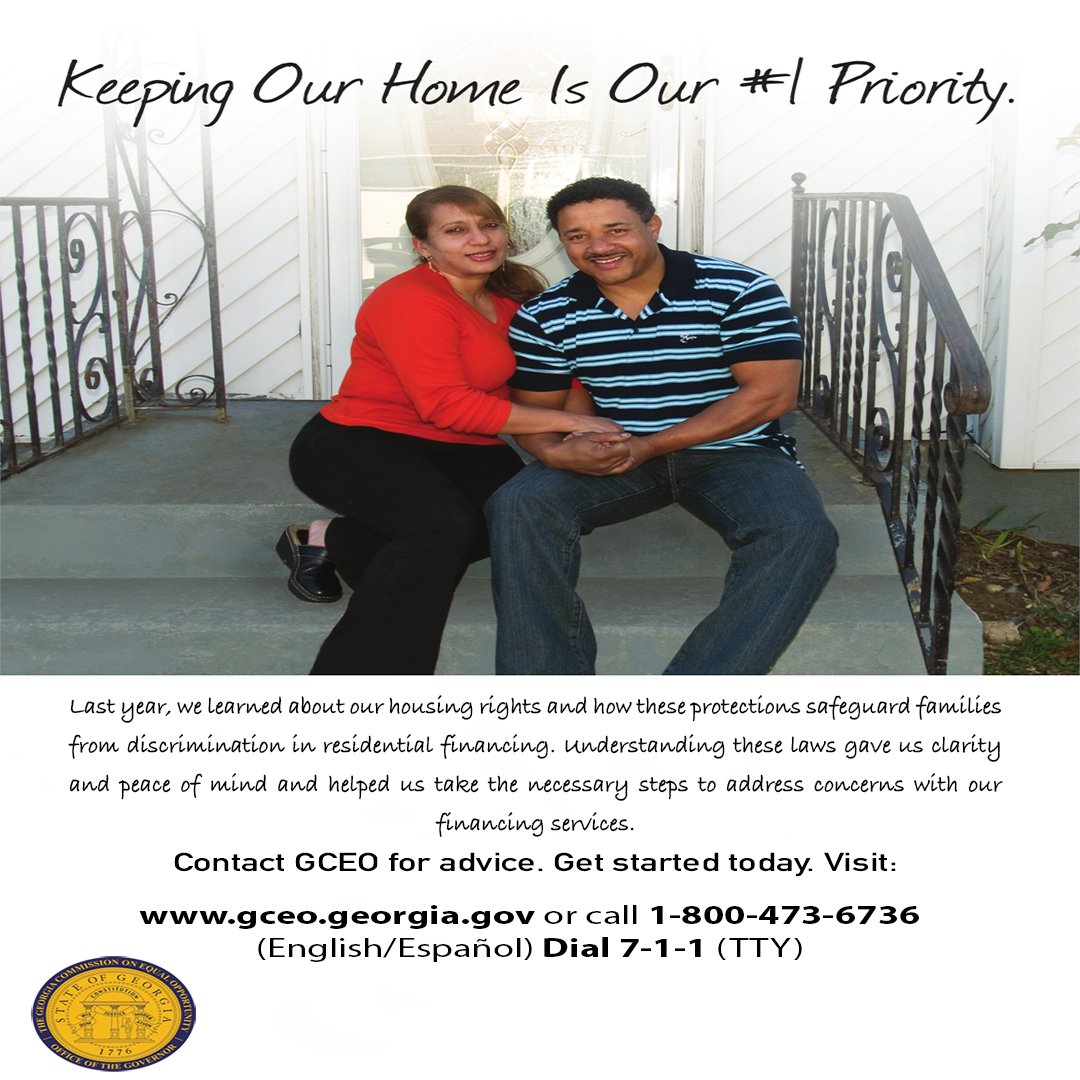 GACommission's tweet photo. Every family deserves a safe home. Fair housing laws protect your rights and ensure equal access. The Georgia Commission on Equal Opportunity investigates housing discrimination complaints and provides guidance on filing if you face unfair treatment. #FairHousing #HousingRights https://t.co/8XpEIb1a27