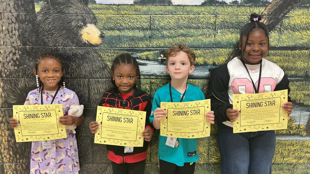 Shout out to our Shining Star Bruins. They were recognized on the AM announcements this week for "Being a Bruin"!  These students were the first to earn a place on the Bruin 100 Wall in a random spot.  When their row is full, they will all earn a special prize.  So exciting!