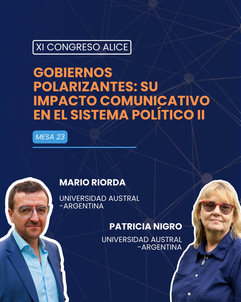 ALICE_compol's tweet photo. #Mesa22, #Mesa23 y #Mesa24 – Gobiernos polarizantes: su impacto comunicativo en el sistema político I, II y III.
#XICongresoALICE 🗓️ 24-26.09.2025 | Granada, Esp.
3 mesas para el análisis de la polarización. Coordinan @maRIOrioRDA y @nigropatricia (@UniversidadAustral –Argentina) https://t.co/GV5BcPXeuR