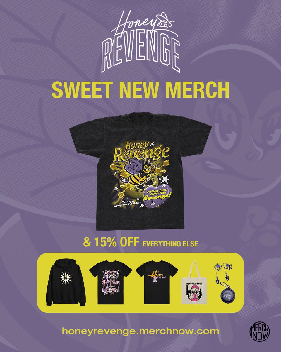 Check out these sweet deals from <a href="/honeyrevengeca/">Bee Band🐝</a>! New tee drop &amp; 15% off sitewide!* 

*sale excludes the new tee

 honeyrevenge.merchnow.com