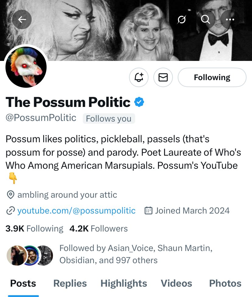 FAM, I’ve been enjoying this account. Please check it out. ⁦<a href="/PossumPolitic/">The Possum Politic</a>⁩ 
Stronger Together 
🇺🇸🌊💙🙏🏾