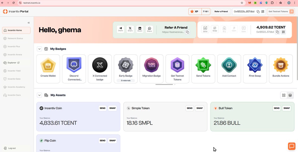 Cook alert: My Incentiv Testnet V2 Migration is locked in.
XP + TCENT stacking = future payday.
Miss this &amp; you’ll be exit liquidity.
Existing users: migrate now: testnet.incentiv.net
New users: create wallet: testnet.incentiv.io
Tried hard to gain this score...