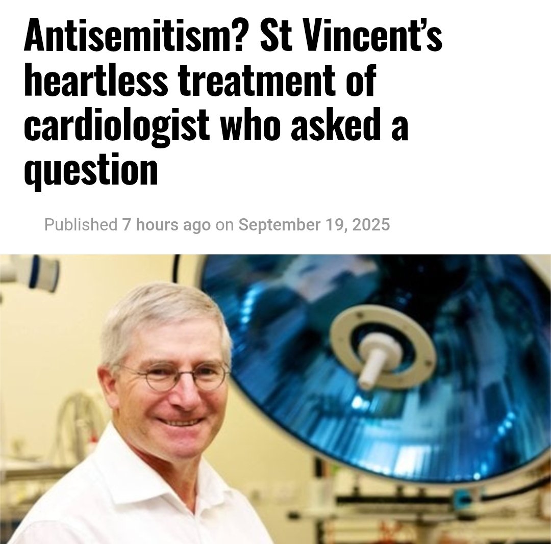 The genocidal israelis have succeded in having cardiologist Peter McDonald placed on forced leave from his job of saving lives. He asked questions about Mossad in a public forum and has been censored and condemned by St Vincent’s Hospital. 
michaelwest.com.au/antisemitism-s…