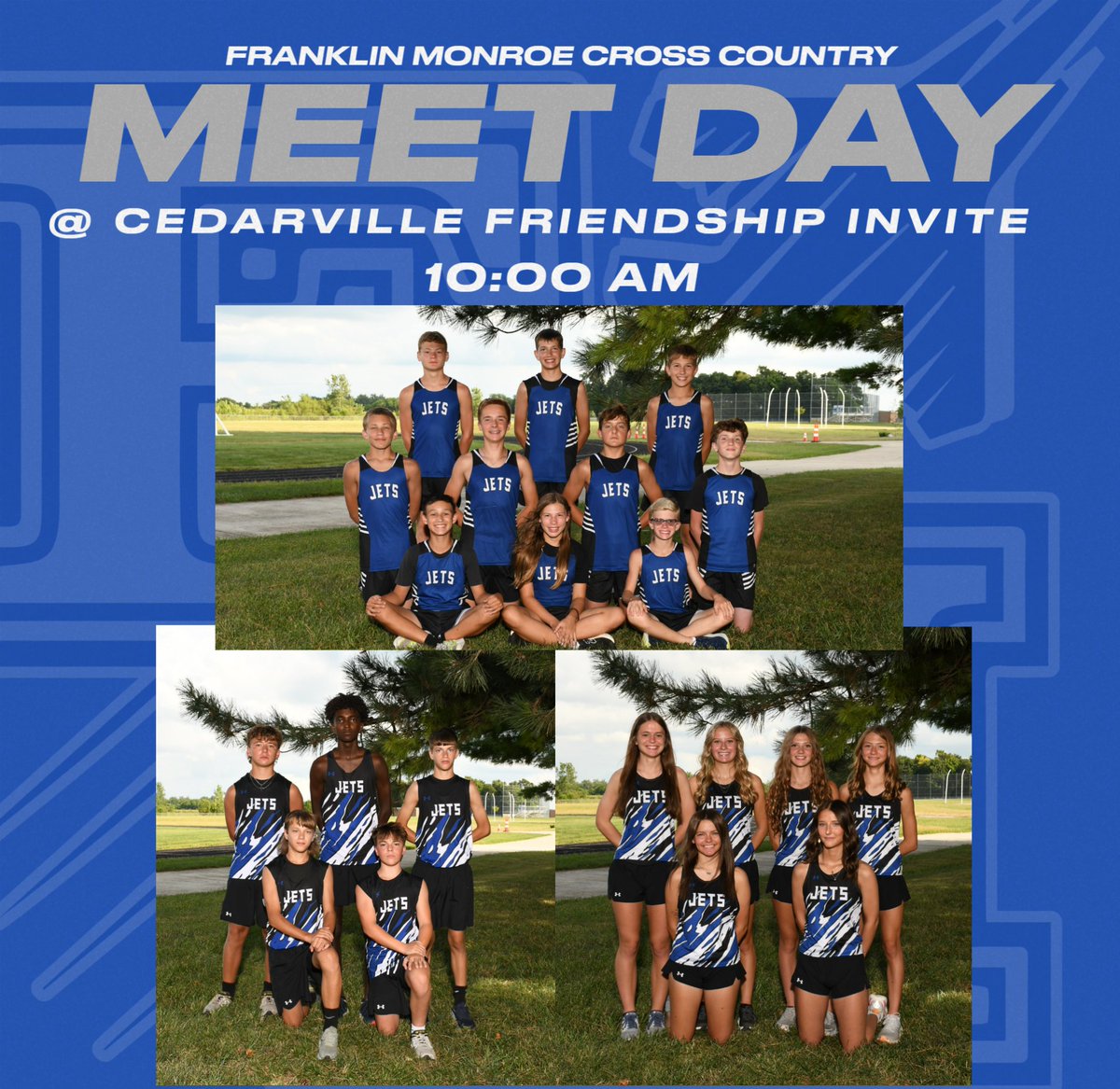 Good luck Jets 🏃 at the Cedarville Friendship Invite this morning! Reminder parking is $10 cash or $11 online.

10:10 - HS Boys
10:45 - HS Girls
11:20 - MS Boys
11:45 - MS Girls
12:10 - Fun Run

Course address - 251 N Main St, Cedarville

#GoJets