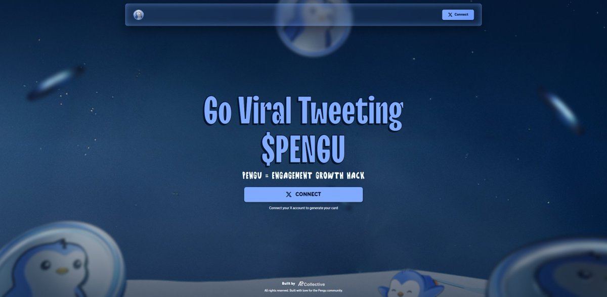 apcollective's tweet image. Posting about pengu is the best growth hack on CT.

Our in-house devs built a tool that lets you track your reach and pengu proliferation in real time.

Try it now: penguviral.io