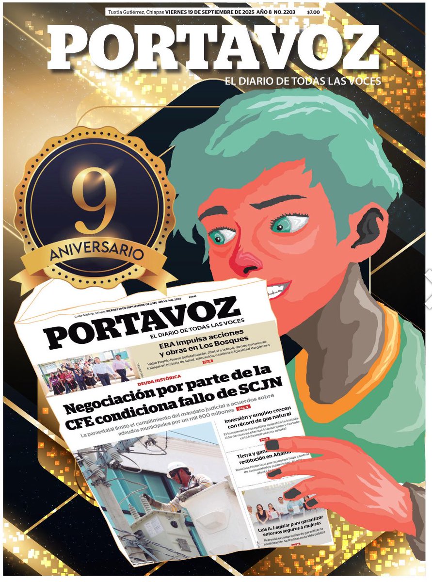 Muchas felicidades a #Portavoz #ElDiarioDeTodasLasVoces por sus nueve años de informar de manera oportuna, profesional y con alto sentido de compromiso y responsabilidad. Que vengan más exitosos y pronto regresaremos a esta mi casa editorial. Abrazo a mis amigo <a href="/jjconfines/">José Juan Balcázar</a> y