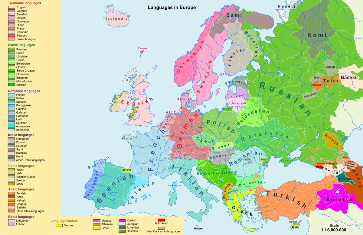 Linguistic map of Europe.