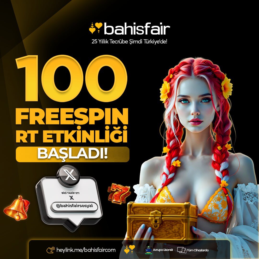 #Göztepe   -   #Beşiktaş  karşılaşmasında Maç Sonu 2.5 Üst Gol Olursa 

 🔤 100  Üyemize 100 Freespin Hediye!

 ‼️Son işleminiz minimum 100 ₺ yatırım olmalıdır.

 💸 Min. Max. Çekim 250 ₺

Kullanıcı Adınızı ve rt Atmanız Halinde Katılım Sağlamış Olursunuz!