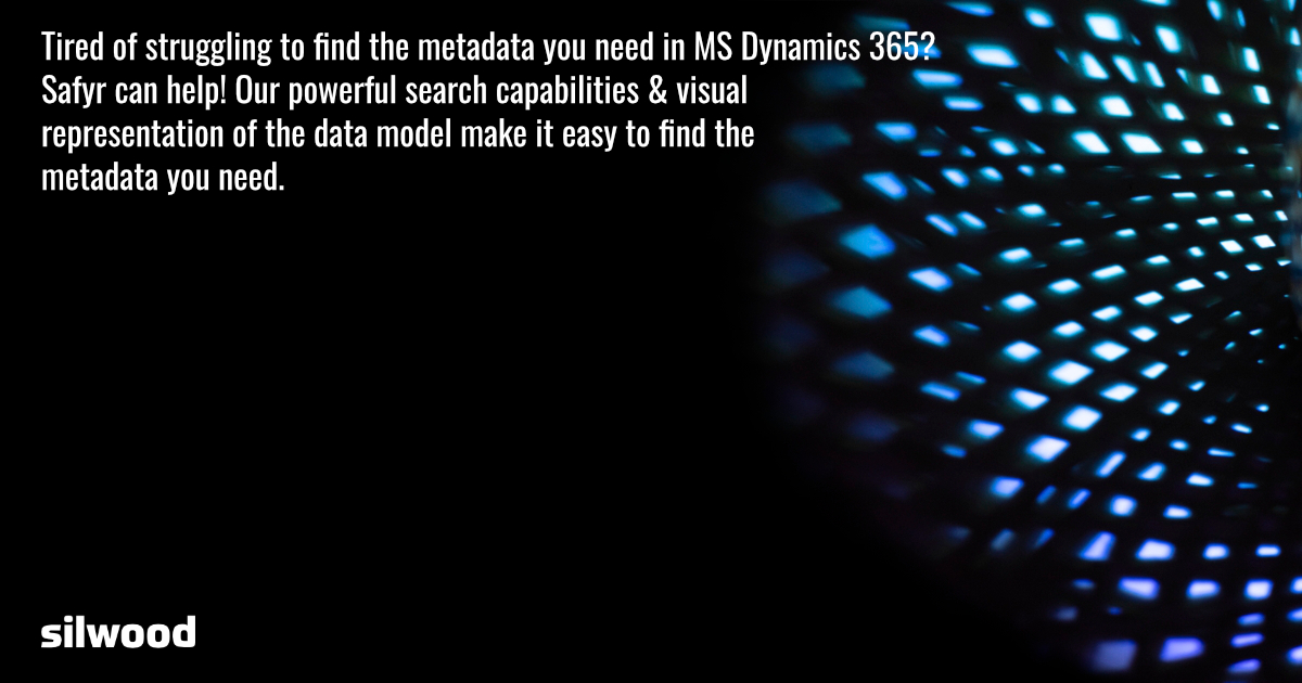 Silwood_Safyr's tweet image. Tired of struggling to find the metadata you need in #MSDyn365? Safyr can help! Our powerful search capabilities &amp;amp; visual representation of the data model make it easy to find the metadata you need. ow.ly/T7Op50VwFwk