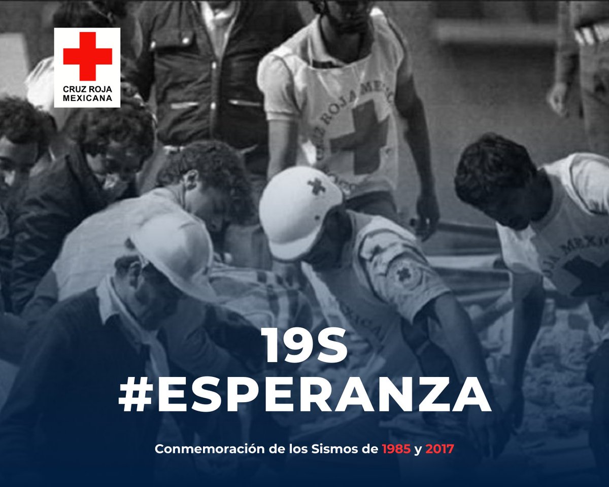 Cada 19 de septiembre recordamos que incluso en la adversidad, la #esperanza nos mantiene de pie.🚨
⛑️En <a href="/CruzRoja_MX/">Cruz Roja Mexicana IAP</a> honramos a las víctimas de los sismos de 1985 y 2017, y a quienes con valor y solidaridad nunca dejaron de ayudar.❤️
Estaremos presentes siempre que se necesite🫂