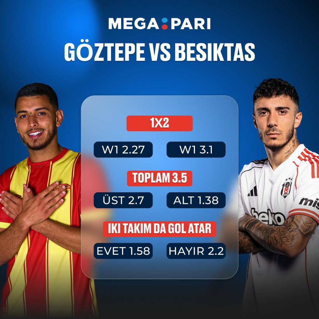 Göztepe - Beşiktaş maçı için alt bahisler! 💵

Hadi birlikte bu maç için en iyi bahsi seçelim!

Yorumlarda tahminlerinizi paylaşın ve Megapari'ye bahis yapın! ⚡️