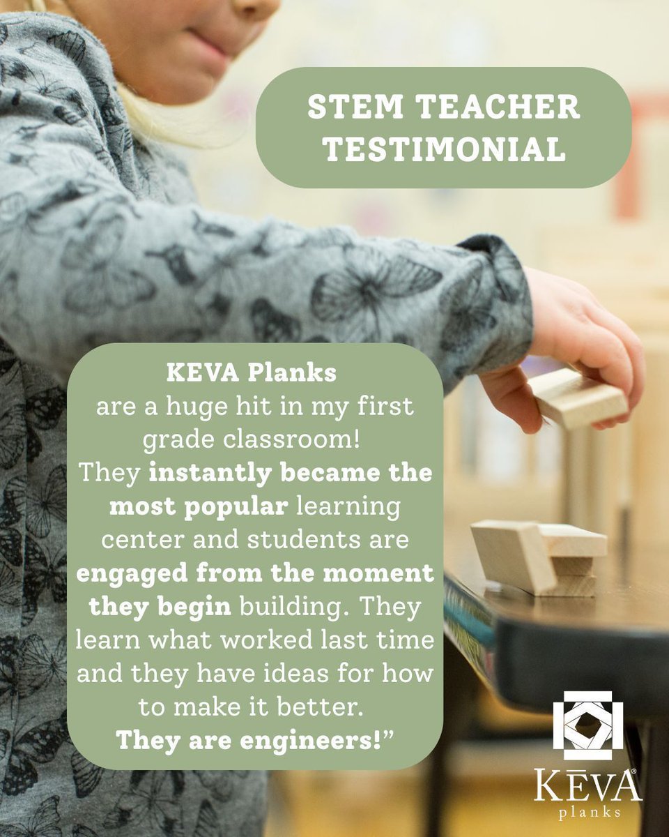 Add KEVA to your classroom routine. You won't regret it.

Shop now at kevaplanks.com
Educator discounts available
Proudly made in the USA 🇺🇸

#kevaplanks #teachers #stemteachers #education #stemeducation #stemactivities #creativeplay #openendedplay #stemlearning