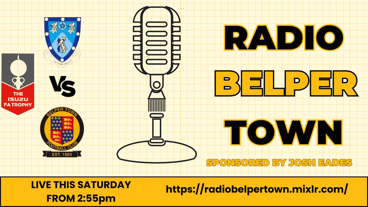 Tomorrow live commentary is back!
<a href="/RugbyTown_FC/">Rugby Town FC</a> vs <a href="/BelperTownFC/">𝗕𝗲𝗹𝗽𝗲𝗿 𝗧𝗼𝘄𝗻 | 𝟣𝟪𝟪𝟥</a> in the FA Trophy.
Tune in from 14:55 for all of the action live from Butlin Road.