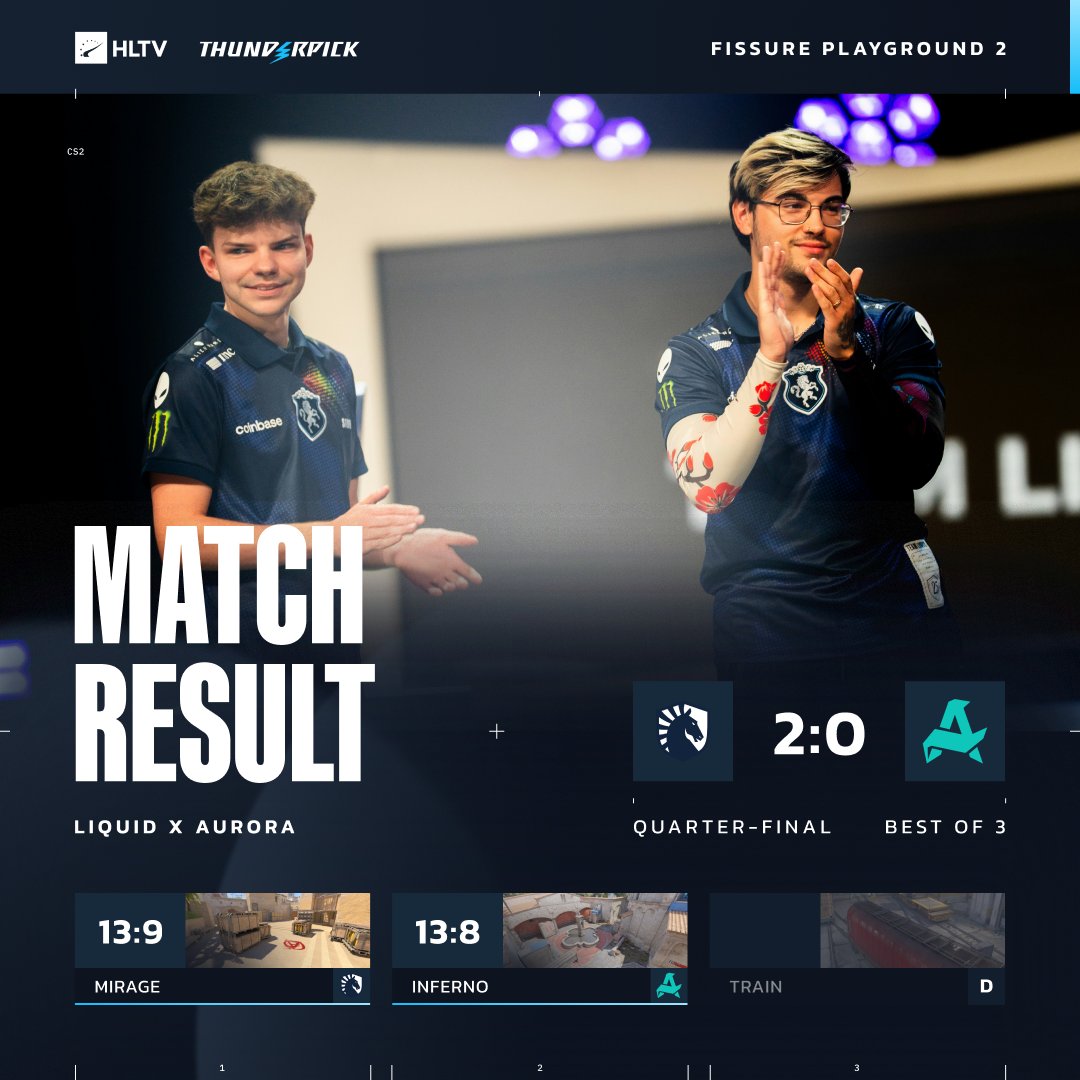 HLTVorg's tweet image. Liquid advance to the FISSURE Playground 2 semifinals 💪