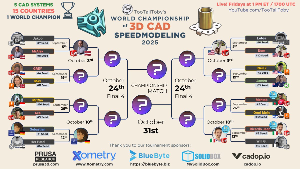 CAD vs CAD esport Tournament action continues at 1 PM - youtube.com/watch?v=FLx9et…

#CAD #tournamnet #gamification #gamified #3dcad #solidworks #epsort #fusion #onshape