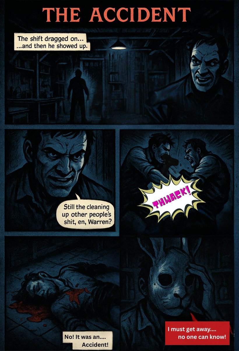 johnnykinch's tweet image. The accident! Teaser comic. film #WARREN #horror #dark produced by @zammit_marc cinematography by
@DarkFableMedia SFX by Kate Griffiths with Exec producer ZB Siwek from @cinecircle_uk #comics #AIart