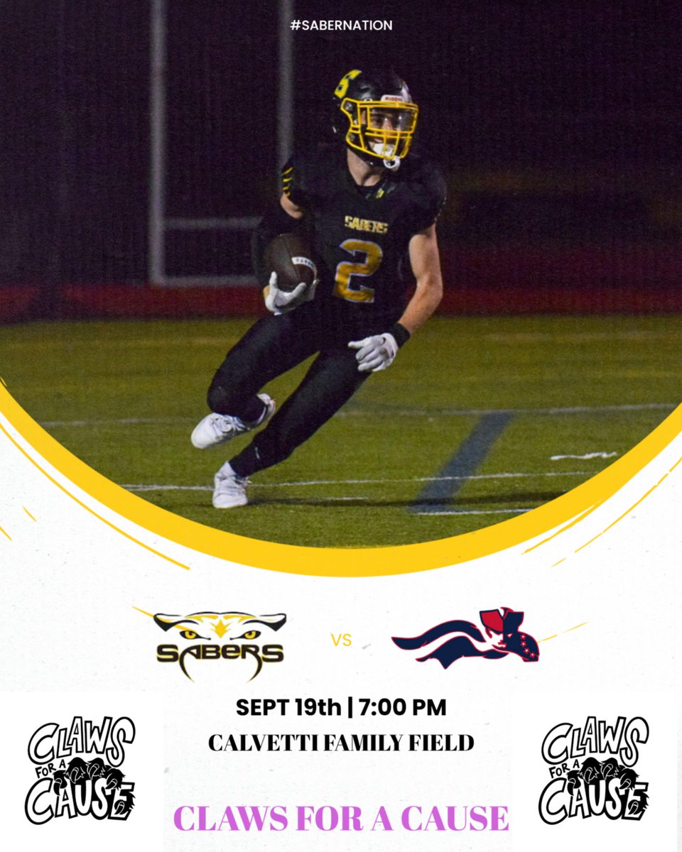 Tonight is Souhegans Claws For A Cause football game! Come to Calvetti Family Field to join the festivities!! The night is much more than a football game, but we sure are excited for the matchup! The Sabers take on the John Stark Generals at 7pm. #SaberNation #ClawsForACause