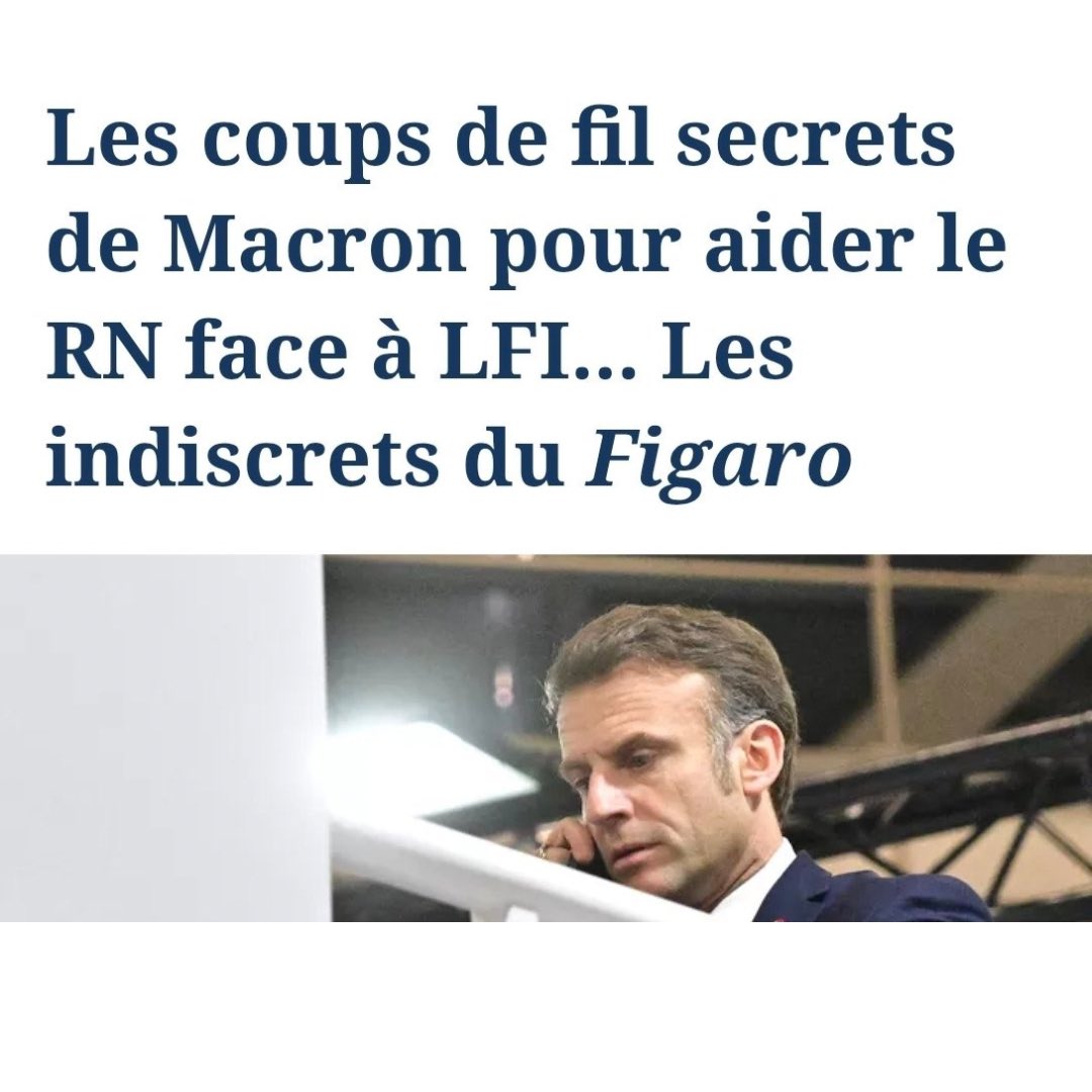 📌 Macron a essayé d’aider le RN. 
📌 Le premier ministre mange secrètement avec Le Pen et Bardella.
📌 En contrepartie, le RN sauve le macronisme depuis des mois.

Nous sommes les seuls opposants sérieux à Macron.